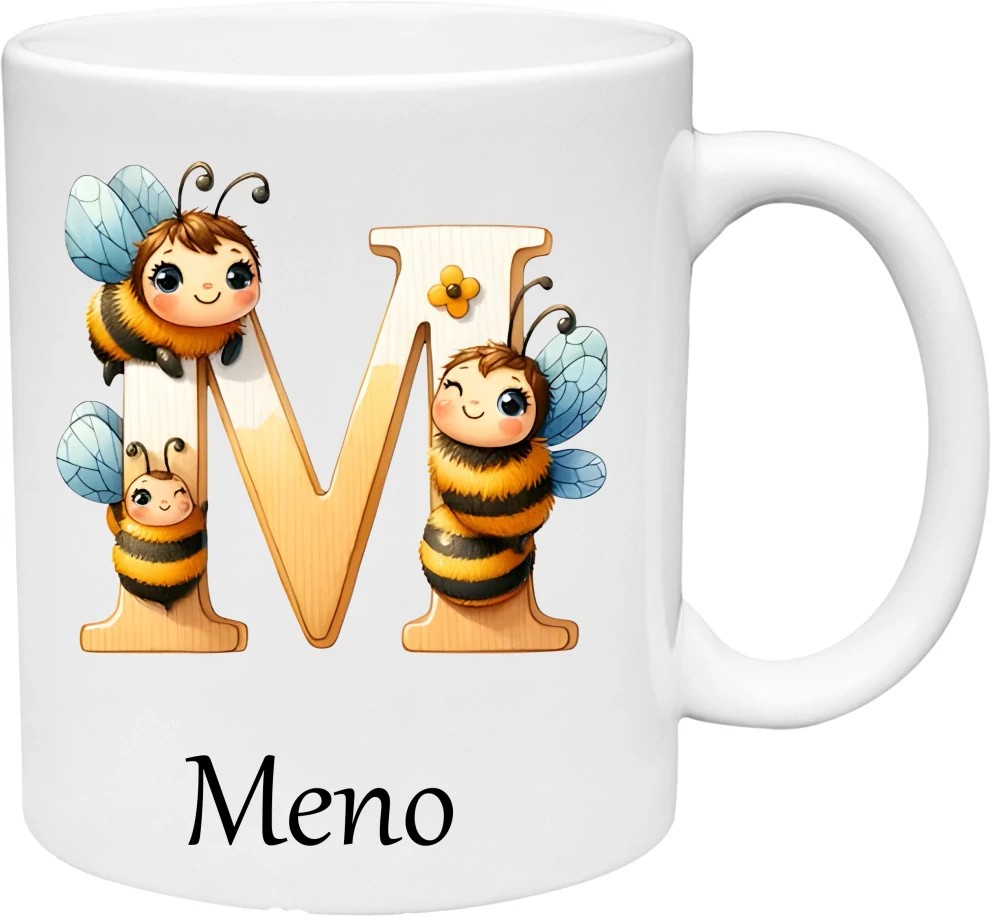 Hrnček Iniciálka včielka s vlastným Menom (s krabičkou)