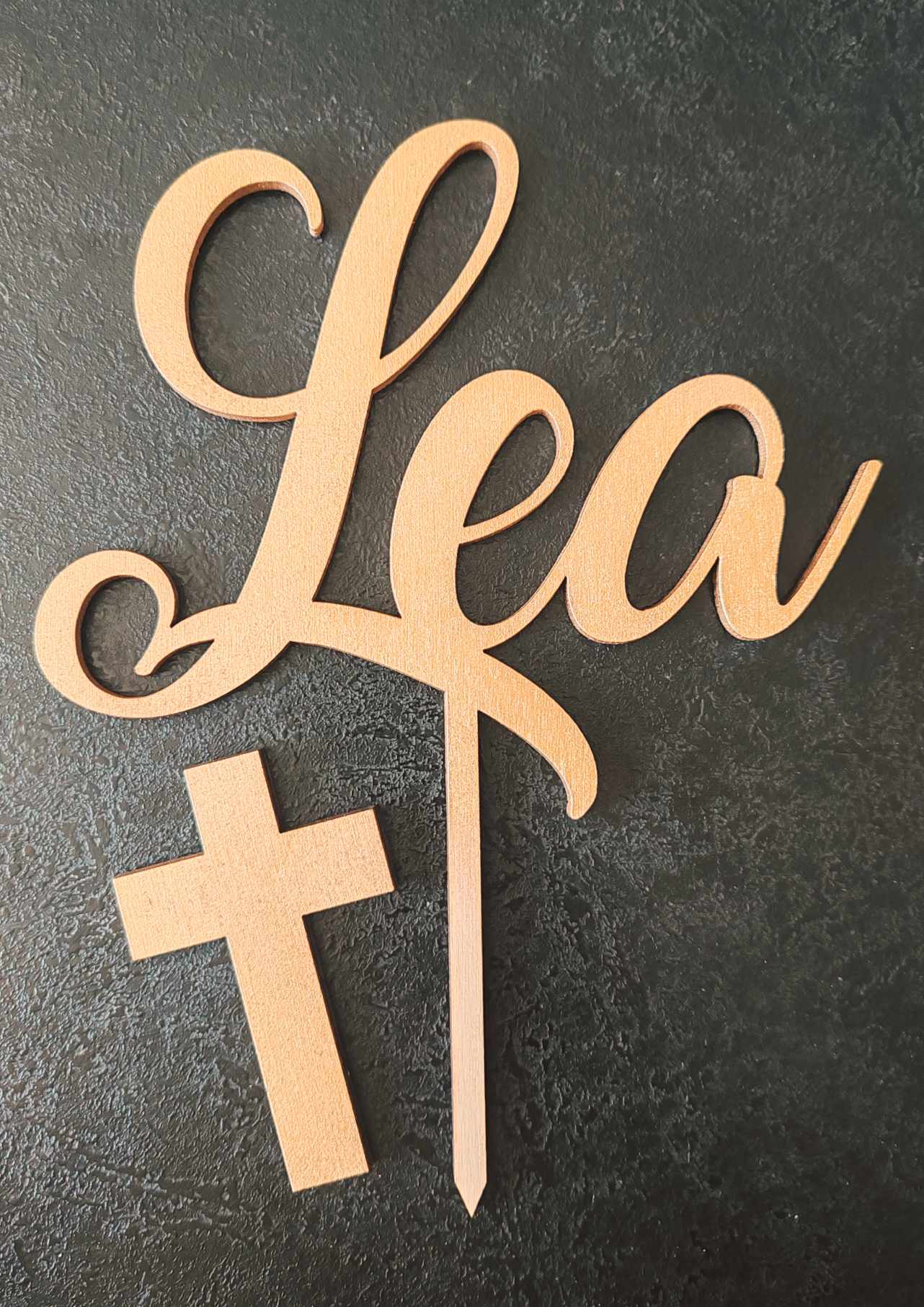 Drevený výrez na krstiny  Meno + krížik 