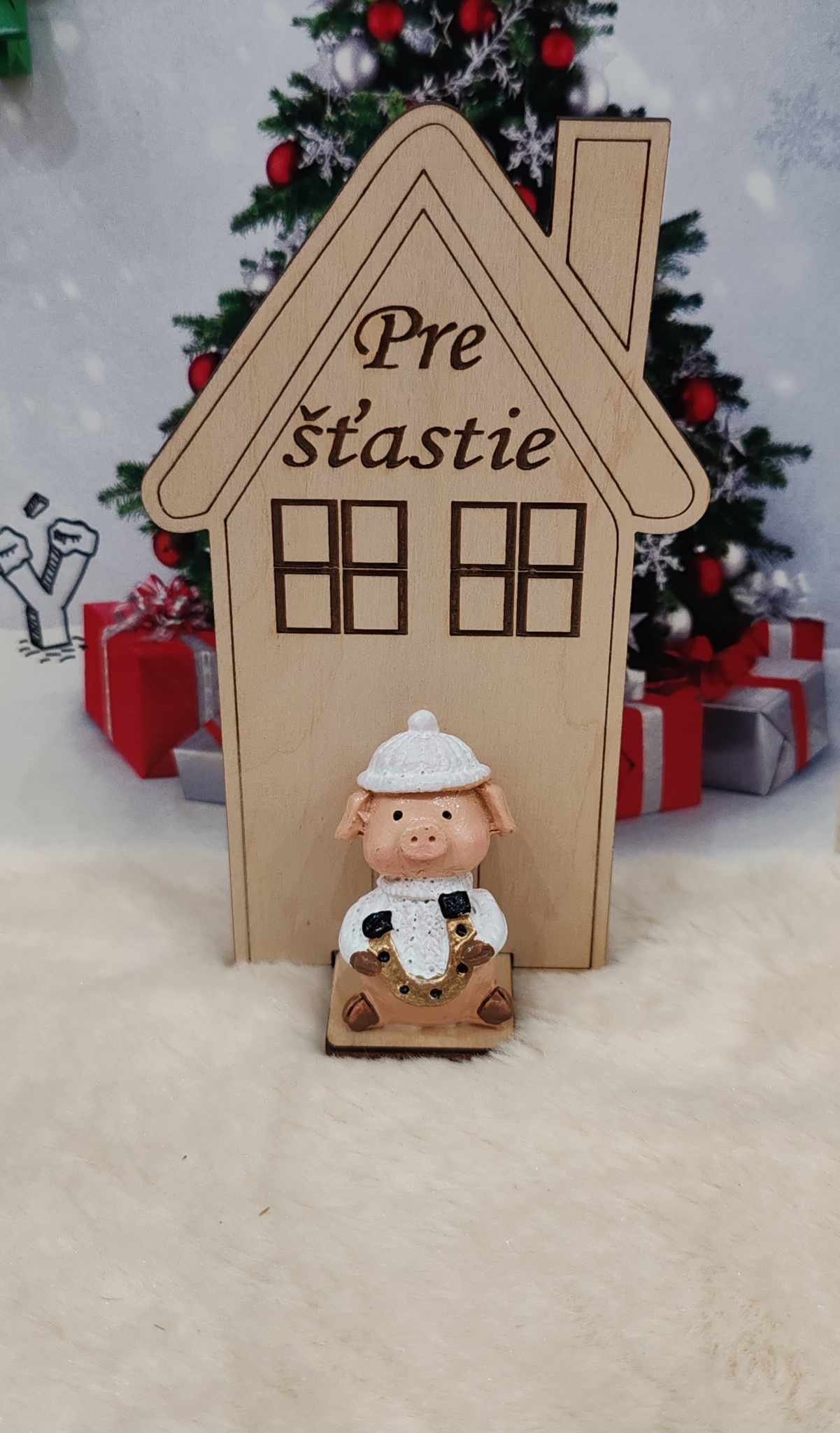 Magnetka Pre šťastie Domček - prasiatko s podkovou