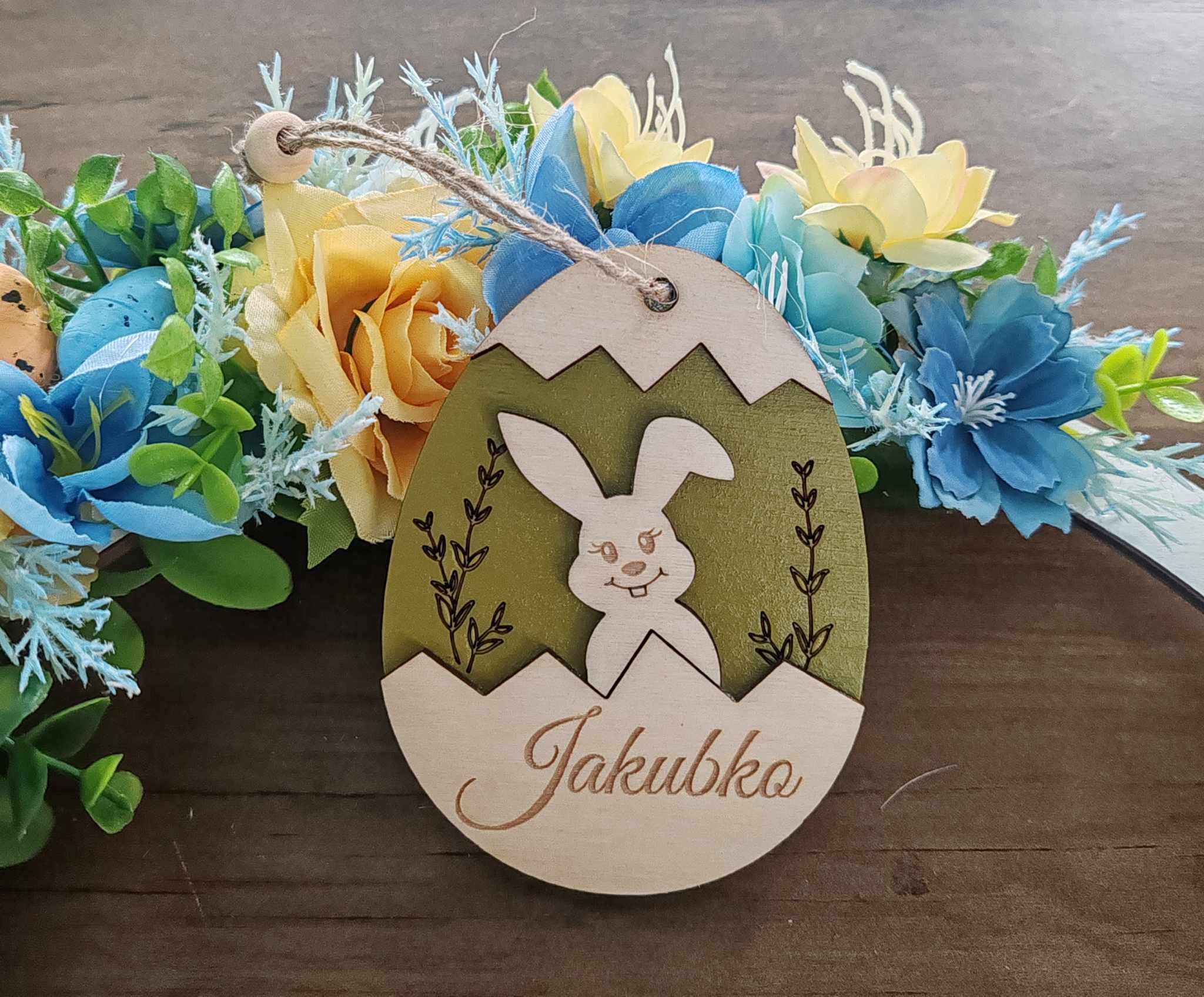 Drevené Veľkonočné vajíčko zajačik