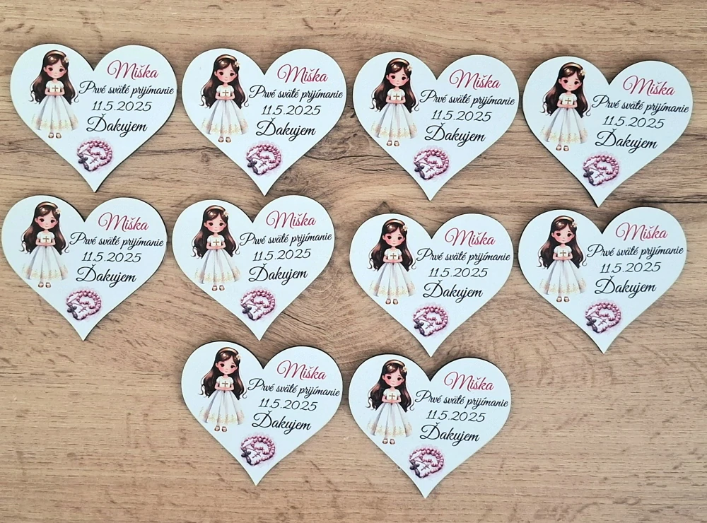 Magnetka srdiečko na prvé sväté prijímanie dievča