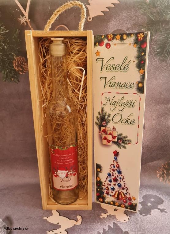 Drevená krabica na fľašu- Veselé Vianoce