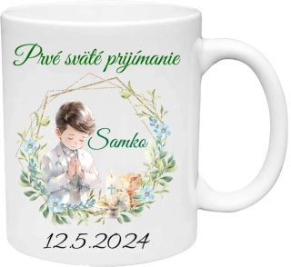Hrnček Prvé sväté prijímanie chlapec 1    (s krabičkou)