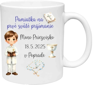 Hrnček Prvé sväté prijímanie chlapec     (s krabičkou)