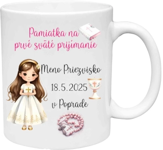 Hrnček Prvé sväté prijímanie dievča (s krabičkou)
