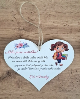 Srdce  s venovaním pre pani učiteľku dievča