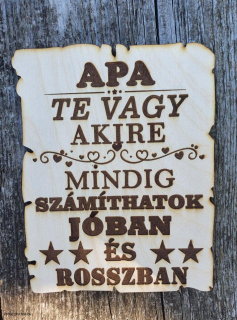Drevená tabuľa  Apa te vagy ...