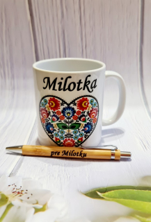 Hrnček Srdiečko ľudový štýl s menom (s krabičkou)